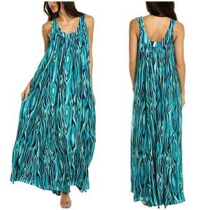 💕TRINA TURK💕 Fern Maxi Dress ~ Ceramic Blue Abstract Print Large L NWT